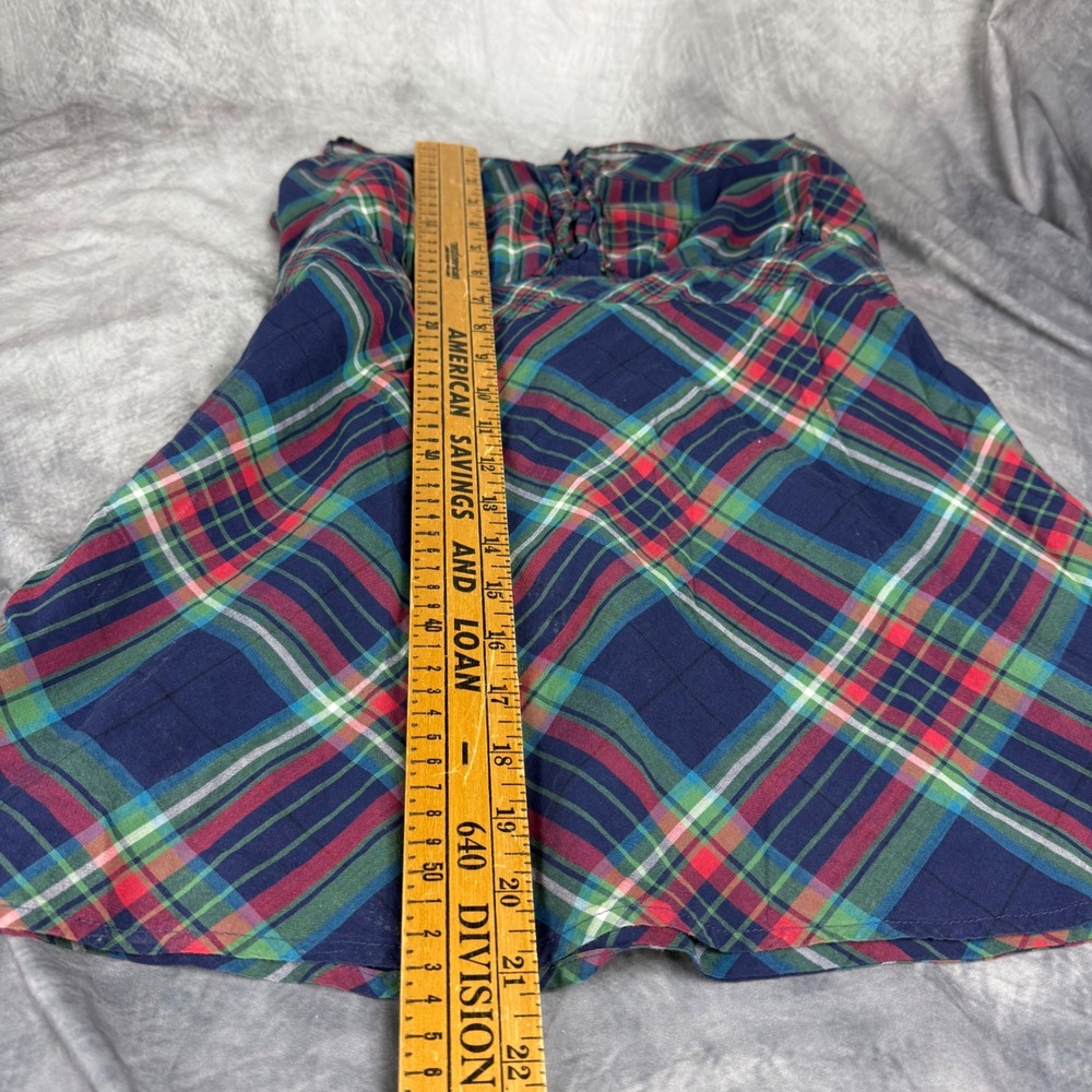 Arizona Jean Company Plaid Camisole Y2K Top XL Blue Red Green Cotton Tie Back - Picture 5 of 9